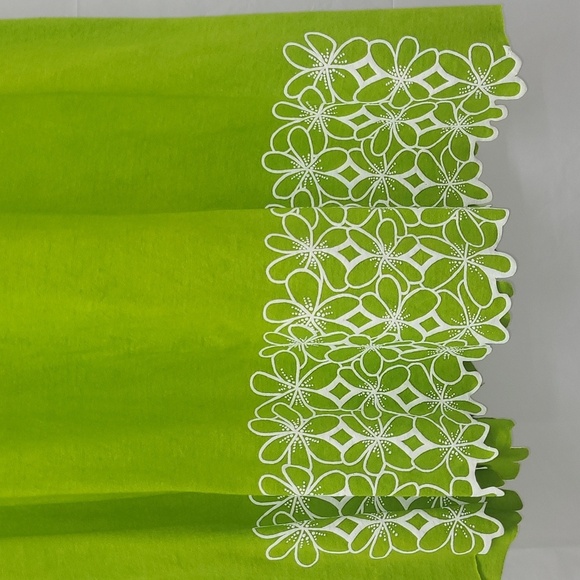 Sundress Lime Green White Floral Print Sleeveless Scoop Neck Scalloped Hem Beach - Picture 2 of 8